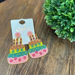 BIRTHDAY Cake Beaded Statement Earrings